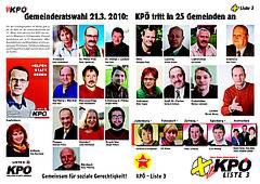 Die Liste 3 der KPOe bei den Gemeinderatswahlen in der Steiermark
